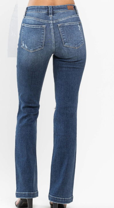 JUDY BLUE Mid Rise Hand Sand & Destroy Bootcut