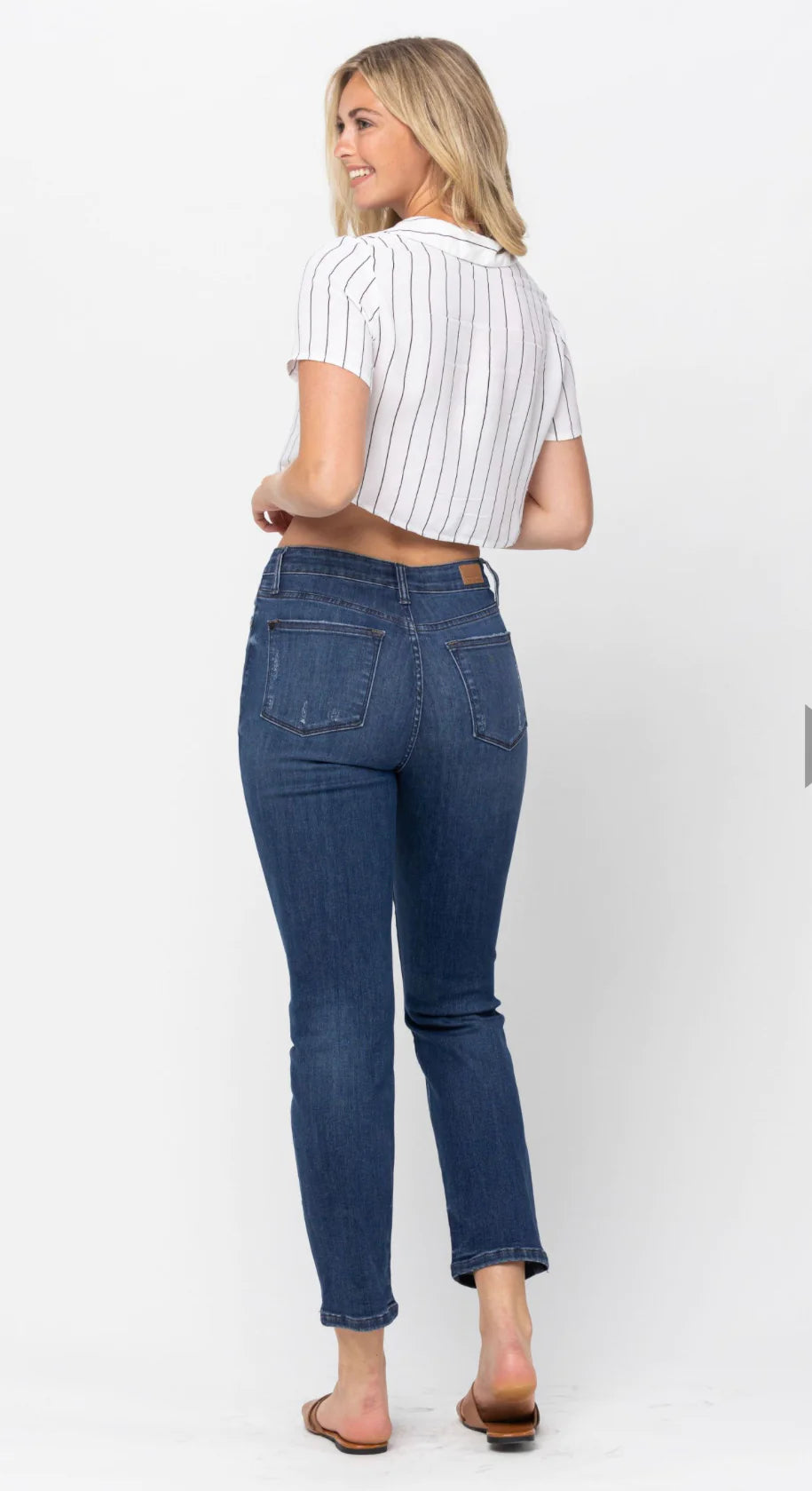 JUDY BLUE HIGH WAIST ZIGZAG BUTTON FLY AND DESTROY BOYFRIEND