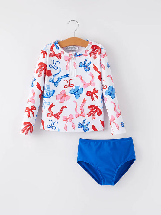 RYLEE FAITH DESIGN 4th of july “Bow” Floral Boutique Swimsuit