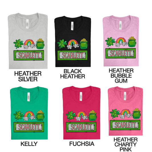 clover, rainbow, pot of gold, name