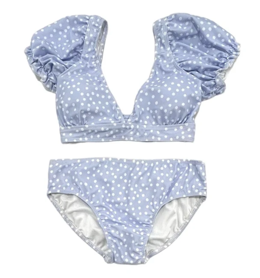 Retro Cap Sleeve Bikini - Blue Dots