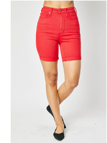 JUDY BLUE High Waist Garment Dyed Tummy Control Bermuda Shorts