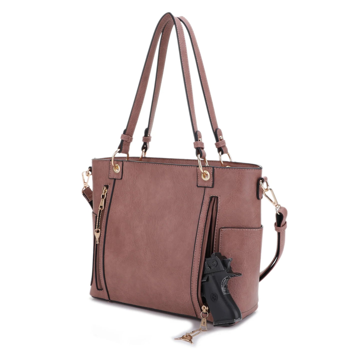AUSTIN WHIPSTITCHING CONCEALED CARRY LOCK AND KEY TOTE-MAUVE