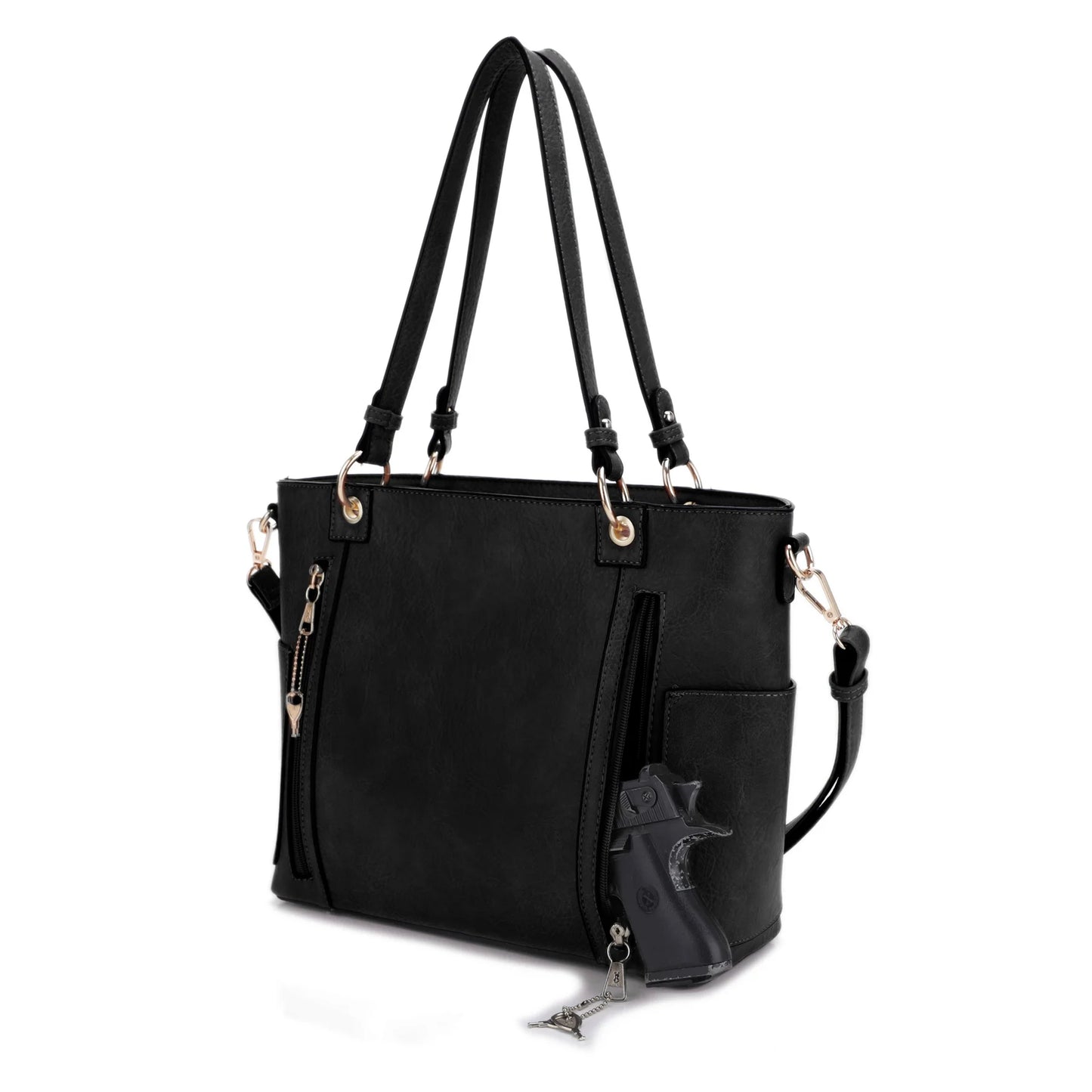 AUSTIN WHIPSTITCHING CONCEALED CARRY LOCK AND KEY TOTE-BLACK