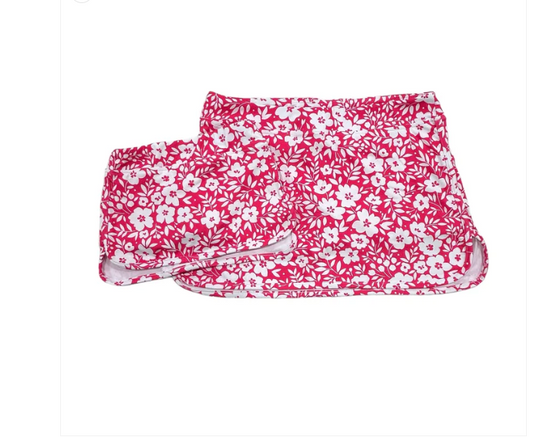 Straight Tennis Skirt - Magenta Ditsy Floral