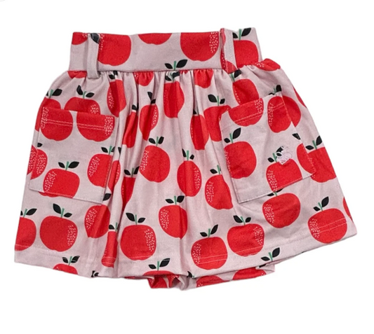Pocket Skort - Apples on Pink