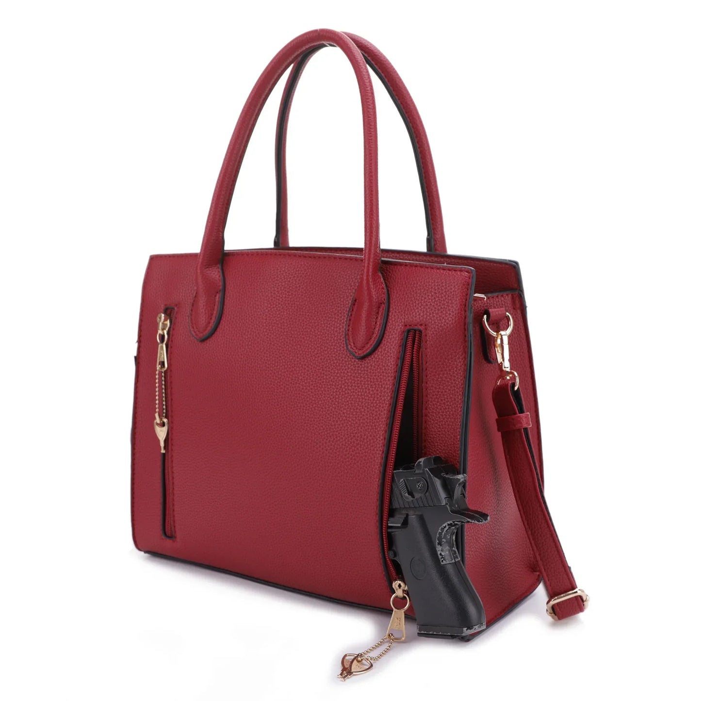 EVELYN CONCEALED CARRY LOCK AND KEY SATCHEL-BLACK