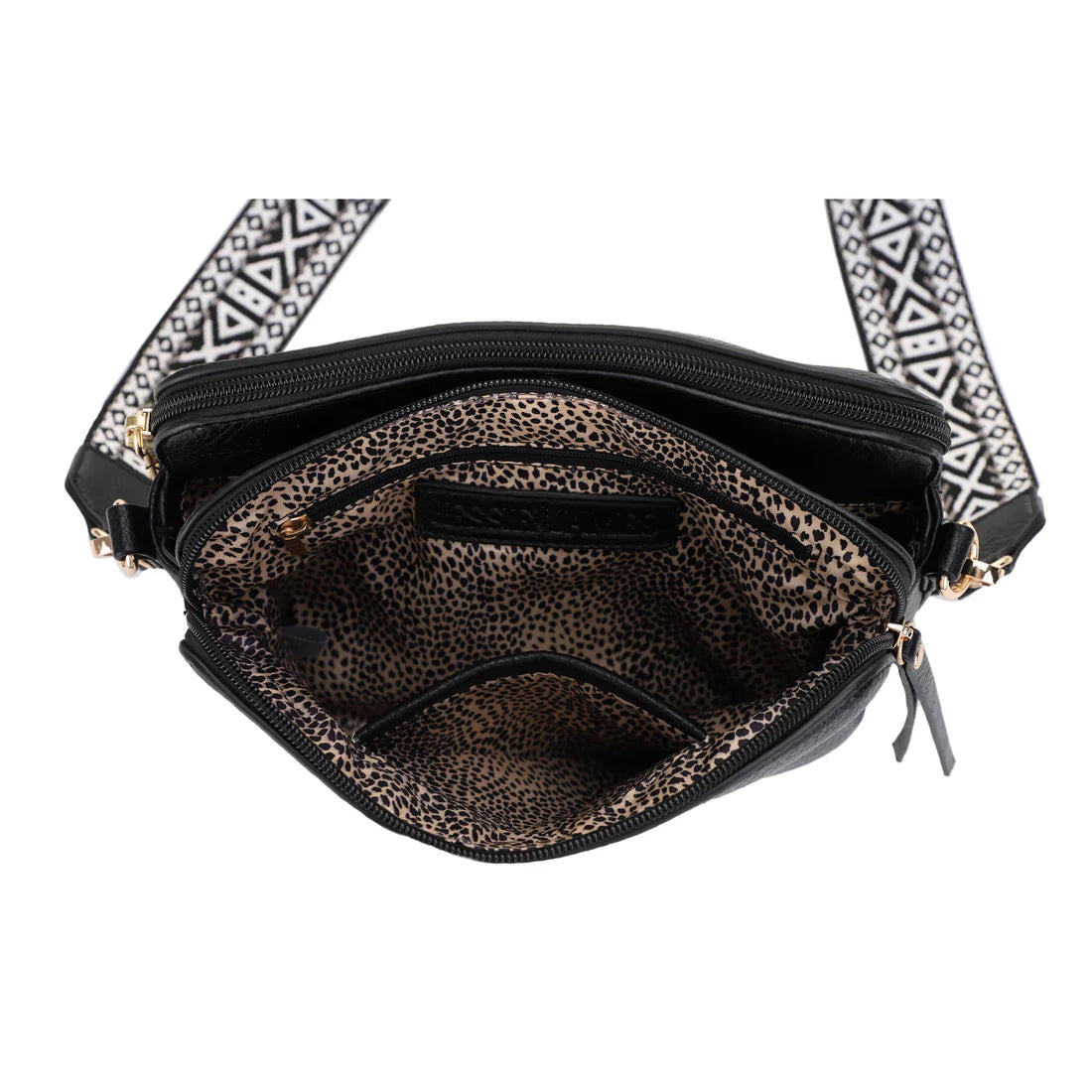 Rebecca Triple Compartment Lock and Key Concealed Carry Crossbody- BLACK