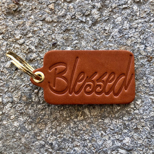 LIFE OF RILEY Blessed Key Tag- Saddletan
