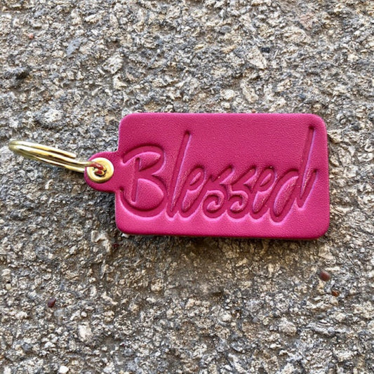 LIFE OF RILEY  Blessed Key Tag-Fushsia
