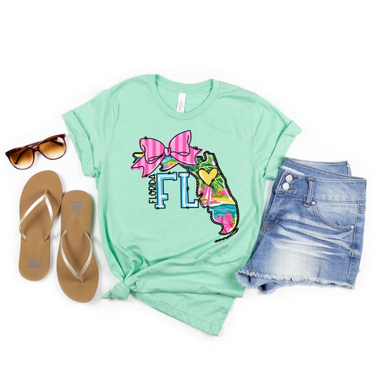 BELLA CANVAS UNISEX FIT FLORIDA PREPPY HEATHER MINT