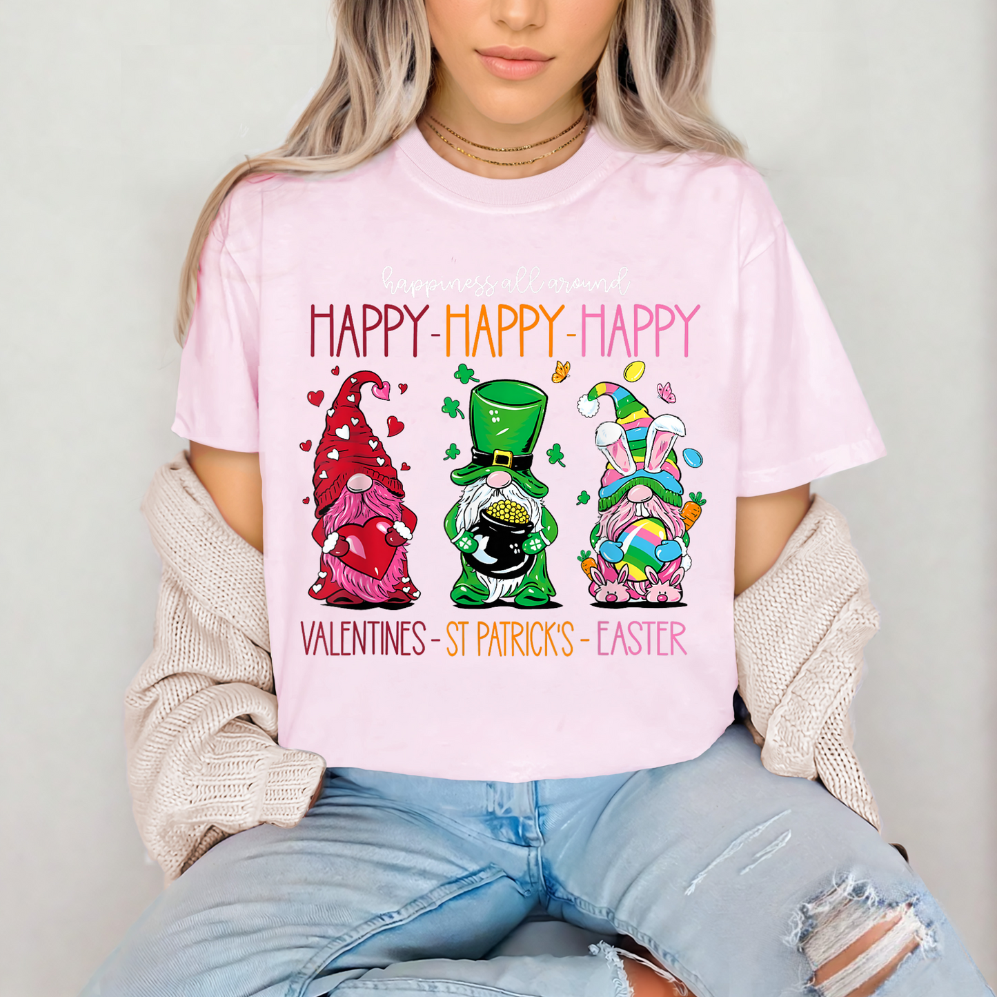 'HAPPY HAPPY HAPPY GNOME VALENTINES DAY/ST PATTY/EASTER