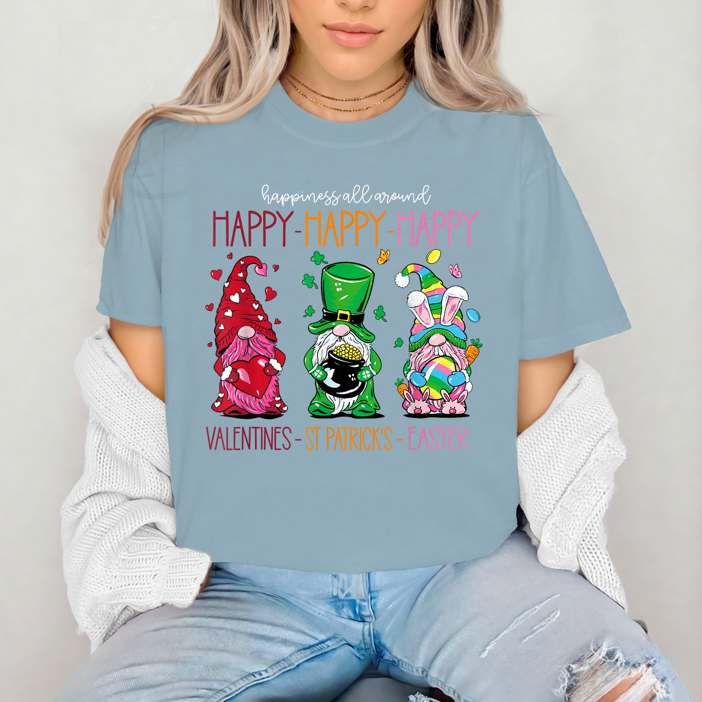 'HAPPY HAPPY HAPPY GNOME VALENTINES DAY/ST PATTY/EASTER