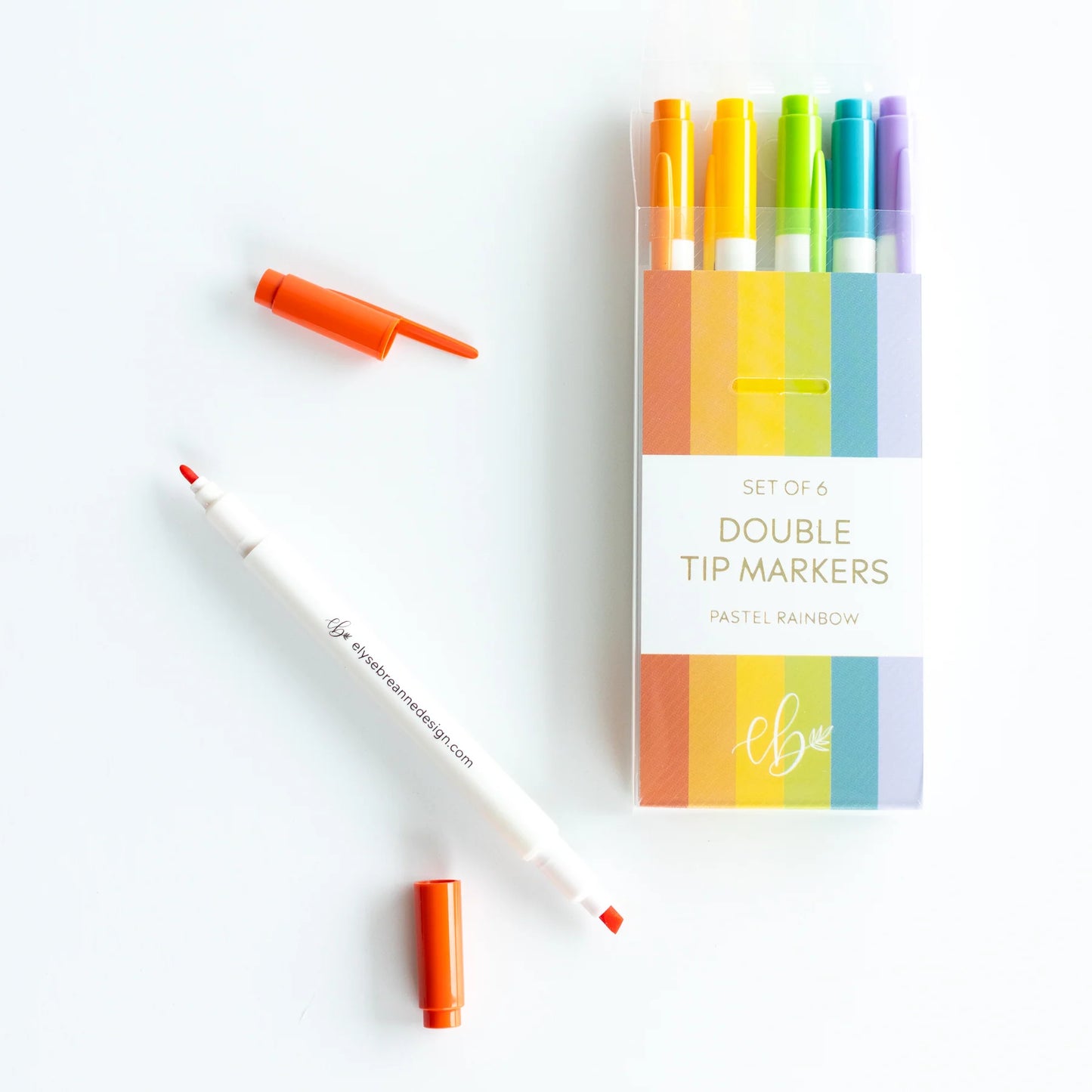 PASTEL RAINBOW SET OF 6 DOUBLE TIP HIGHLIGHTER MARKERS ElyseBreanne