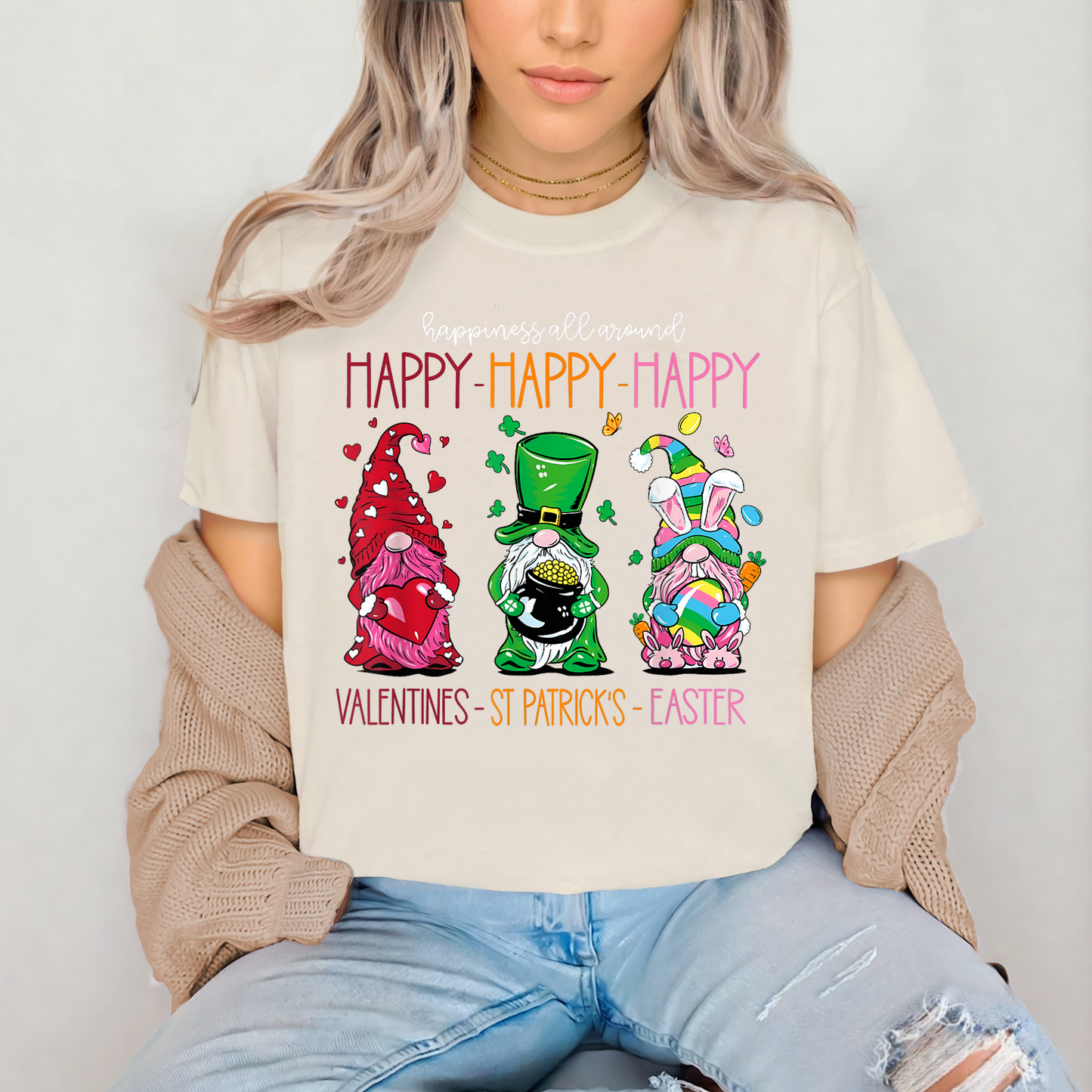 'HAPPY HAPPY HAPPY GNOME VALENTINES DAY/ST PATTY/EASTER