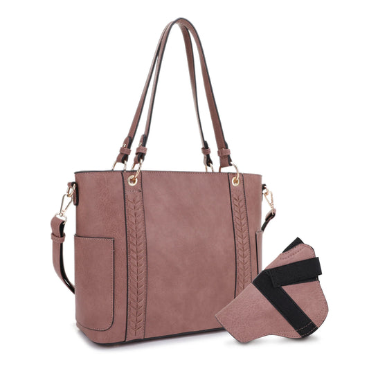 AUSTIN WHIPSTITCHING CONCEALED CARRY LOCK AND KEY TOTE-MAUVE