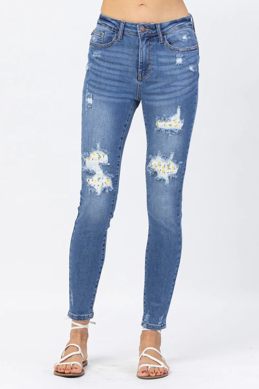 JUDY BLUE HIGH WAIST LEMON PATCH SKINNY