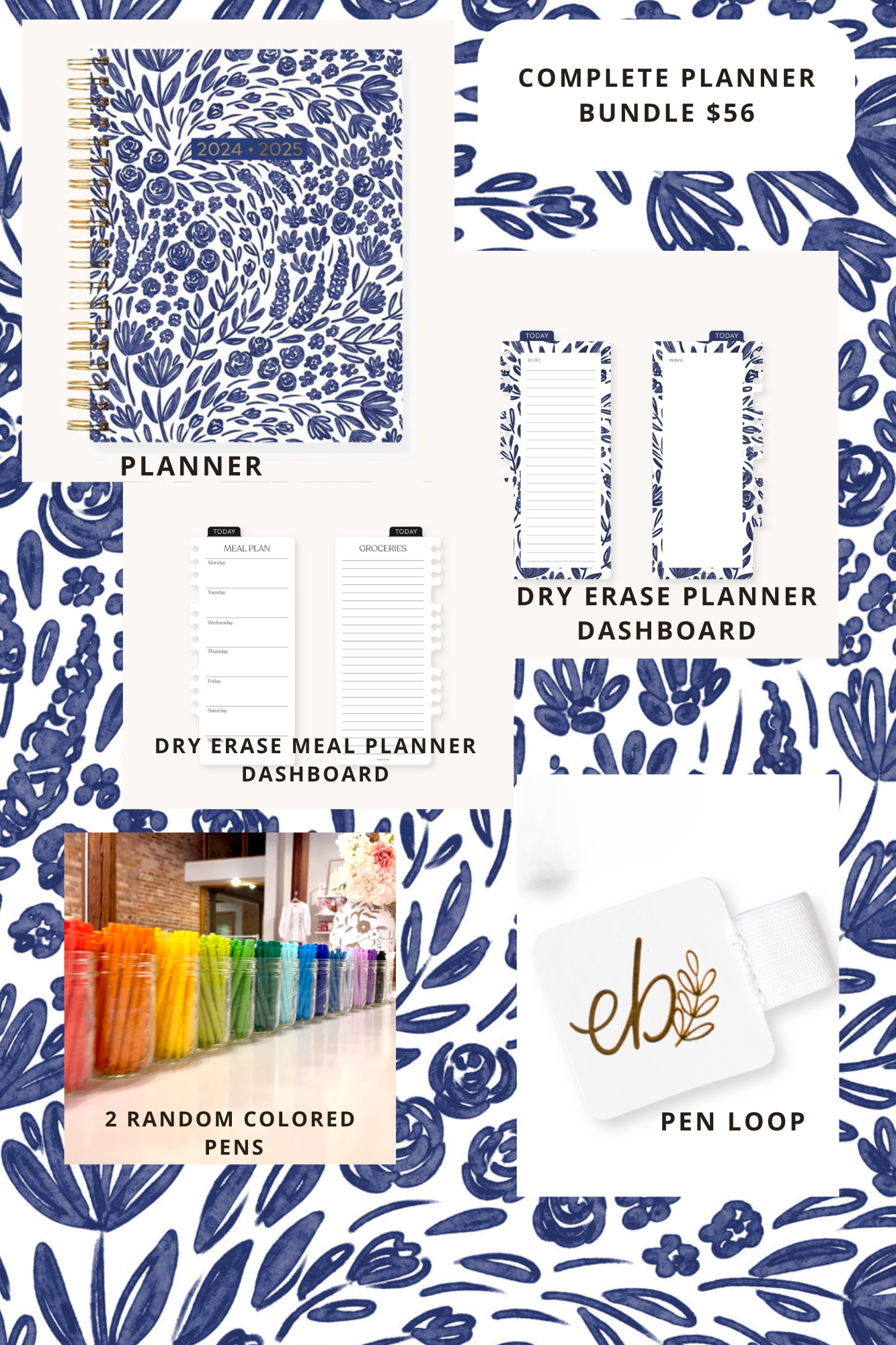 PLANNER 2024-2025 PORCLEIN FLORAL COMPLETE PACKAGE ElyseBreanne