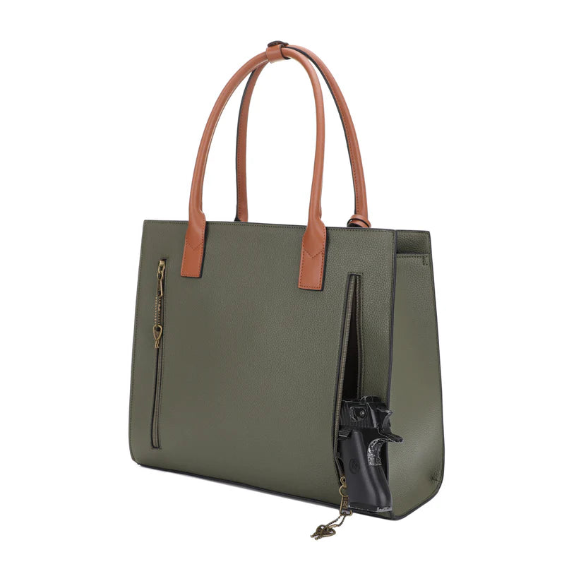 Remington Newport Concealed Carry Leather Tote-OLIVE