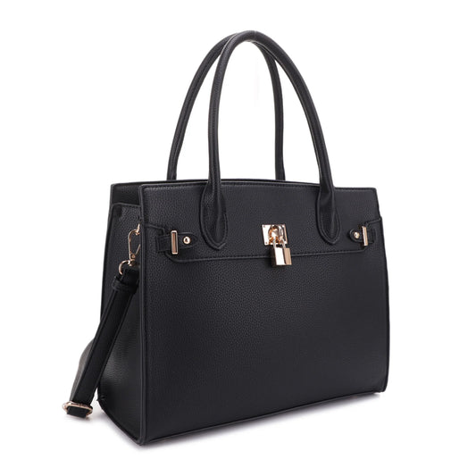 EVELYN CONCEALED CARRY LOCK AND KEY SATCHEL-BLACK