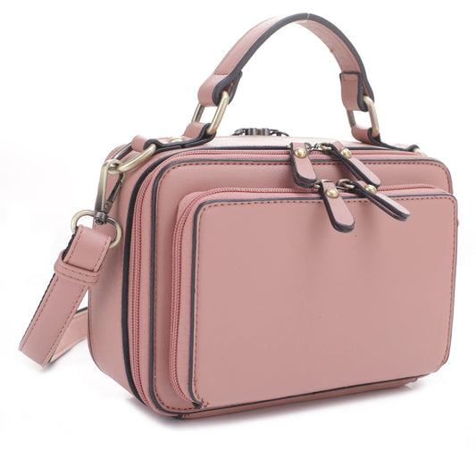 PANDORA COMPACT CONCEALED CARRY CROSSBODY SATCHEL PURSE-PINK