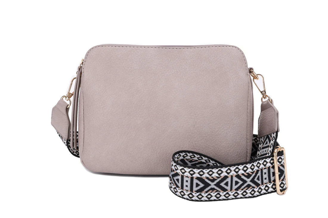 Rebecca Triple Compartment Lock and Key Concealed Carry Crossbody-STONE