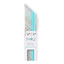 SWIG LIFE Sugar Trees + Aquamarine Reusable Straw Set