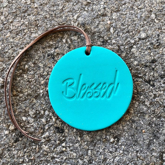 ROUND BLESSED AIR FLAIR- TURQUOISE- SCENT LEATHER