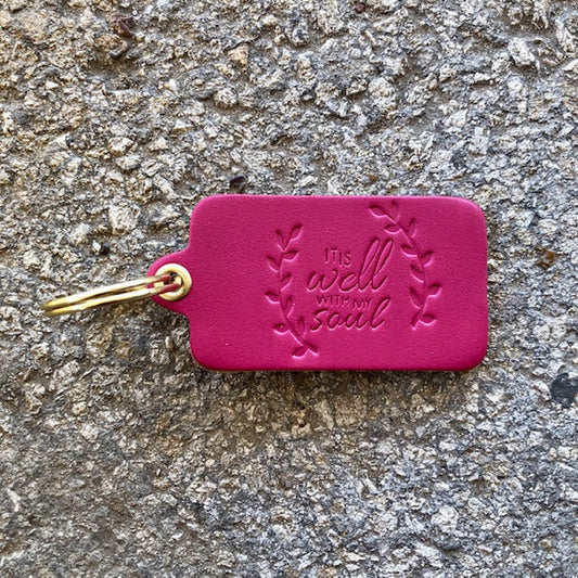 It Is Well Key Tag- FUCHSIA