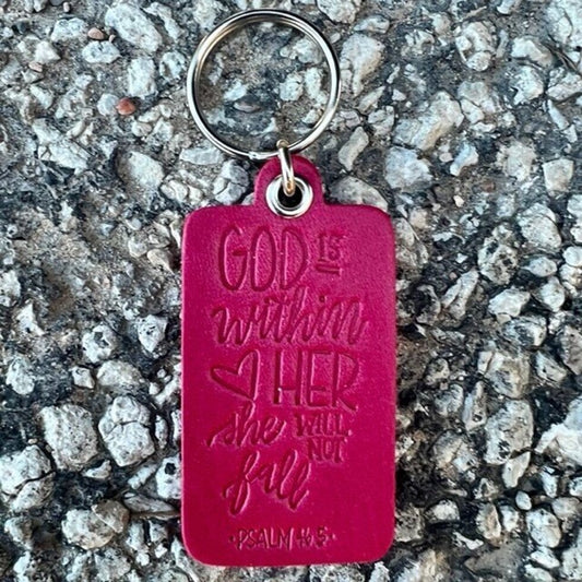 God Is With Her Key Tag- FUCHSIA